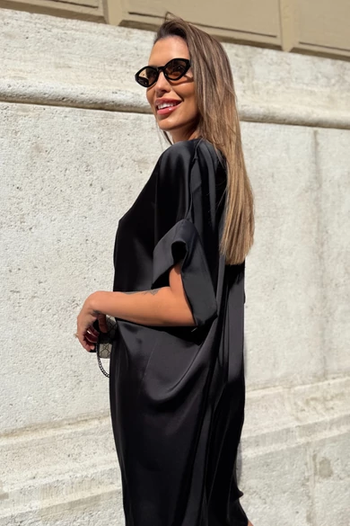 SATIN RIVIÉRA fekete RUHA